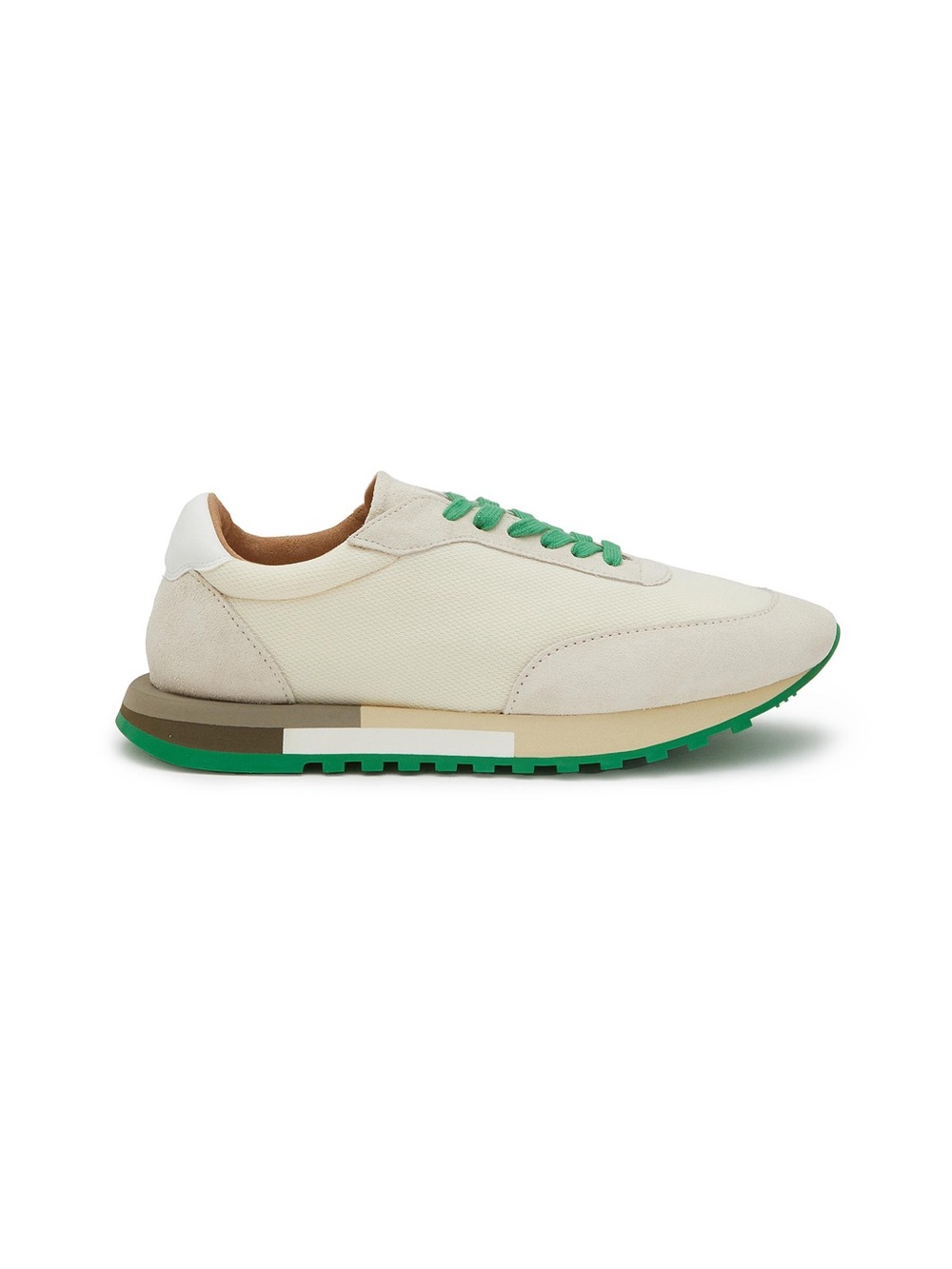 The Row Cream and Green Low-Top Sneakers